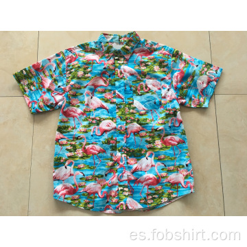 Camisa hawaiana con estampado de algodón Beach Casual